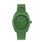 Front view of Adidas AOST24053 watch with a green dial, case and strap.