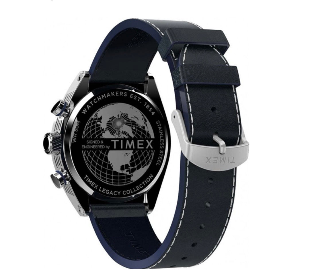 Timex Men's Watch TW2W93500 – Legacy Tonneau Chronograph Blue