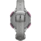 Rear view of Timex TW5M65700 watch showing the grey strap and silver coloured buckle.