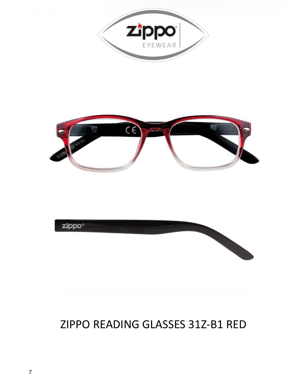 Zippo Reading Glasses 31Z-B1 Non-Prescription Italian Design Free Delivery