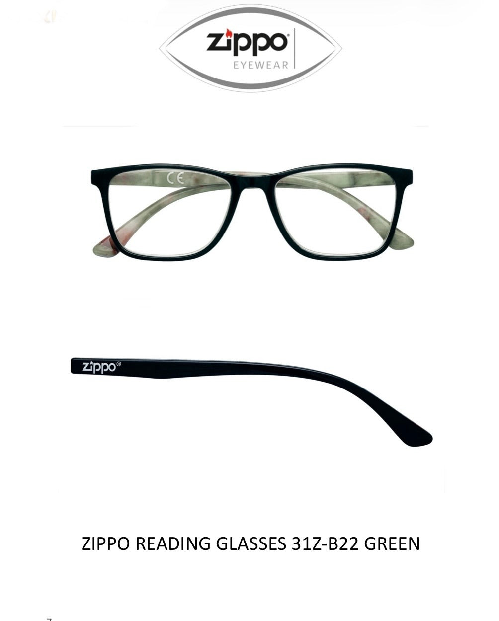 Zippo Reading Glasses 31Z-B22 Non-Prescription Italian Design