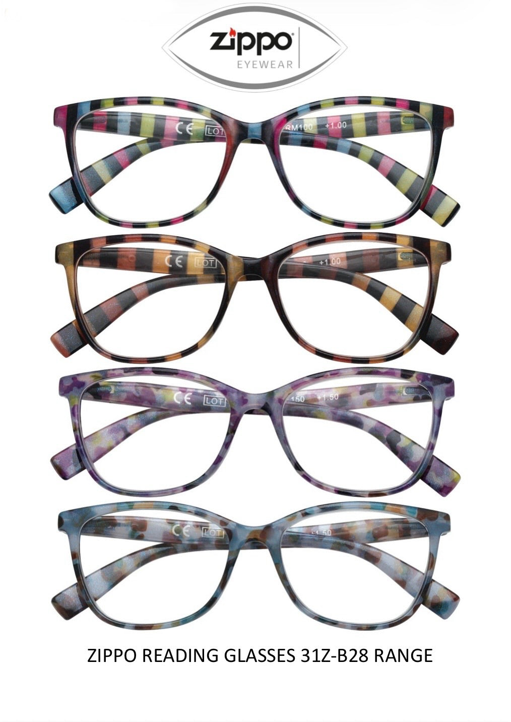 Zippo Reading Glasses 31Z-B28 Non-Prescription Italian Design
