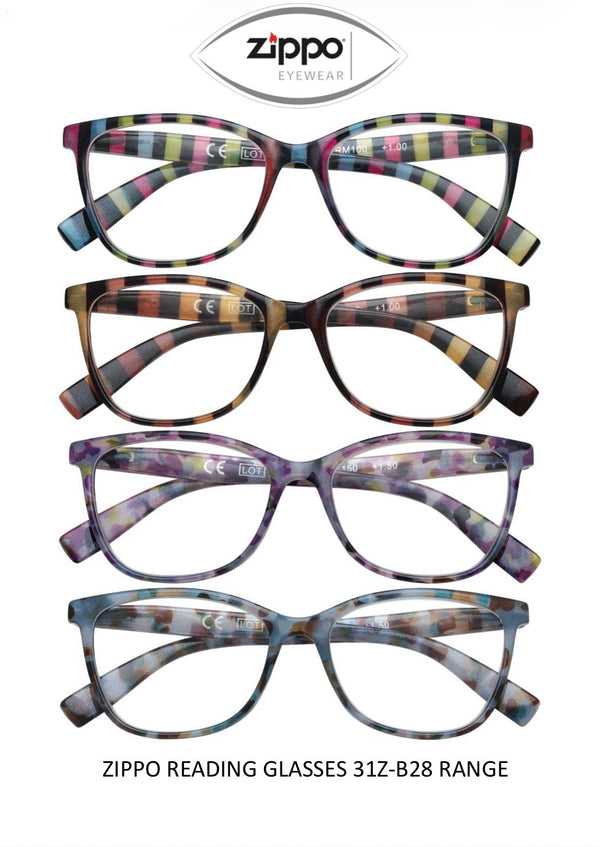 Zippo reading glasses 31Z-B28 non-prescription Italian design with clear lenses and stylish frame, perfect for reading.