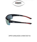 Zippo sunglasses with UV400 protection, polycarbonate frame and lenses, stylish and durable eyewear by Zippo.