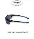 Zippo unisex sunglasses with UV400 protection, featuring black frames and dark tinted lenses.