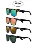 Zippo sunglasses with UV400 polycarbonate lenses and frame, featuring sleek design and brand logo on the temples.