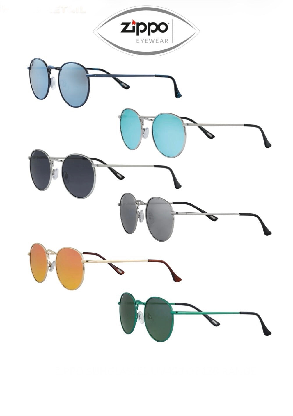 Zippo Sunglasses OB130 Range UV400 Protection Polycarbonate Lens & Frame