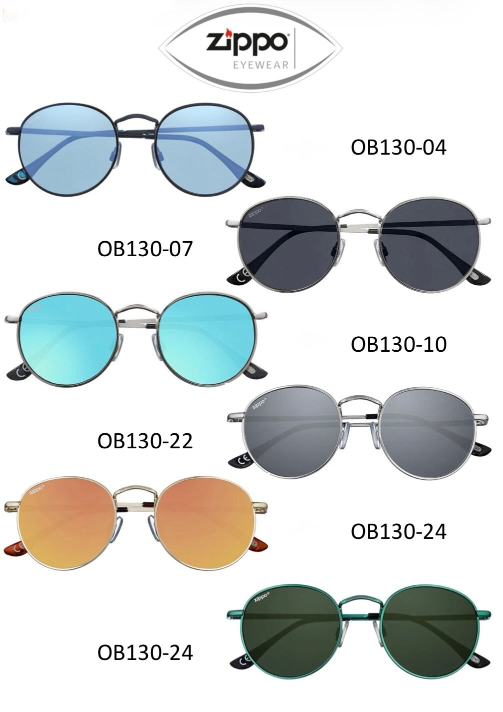 Zippo Sunglasses OB130 Range UV400 Protection Polycarbonate Lens & Frame