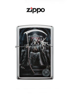 Zippo lighter from the Anne Stokes Collection with windproof design and lifetime guarantee, featuring detailed fantasy artwork.