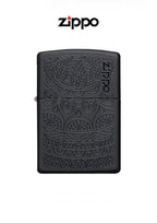 Zippo lighter with tone-on-tone design, windproof metal case, featuring the Zippo brand logo and a sleek, stylish appearance.