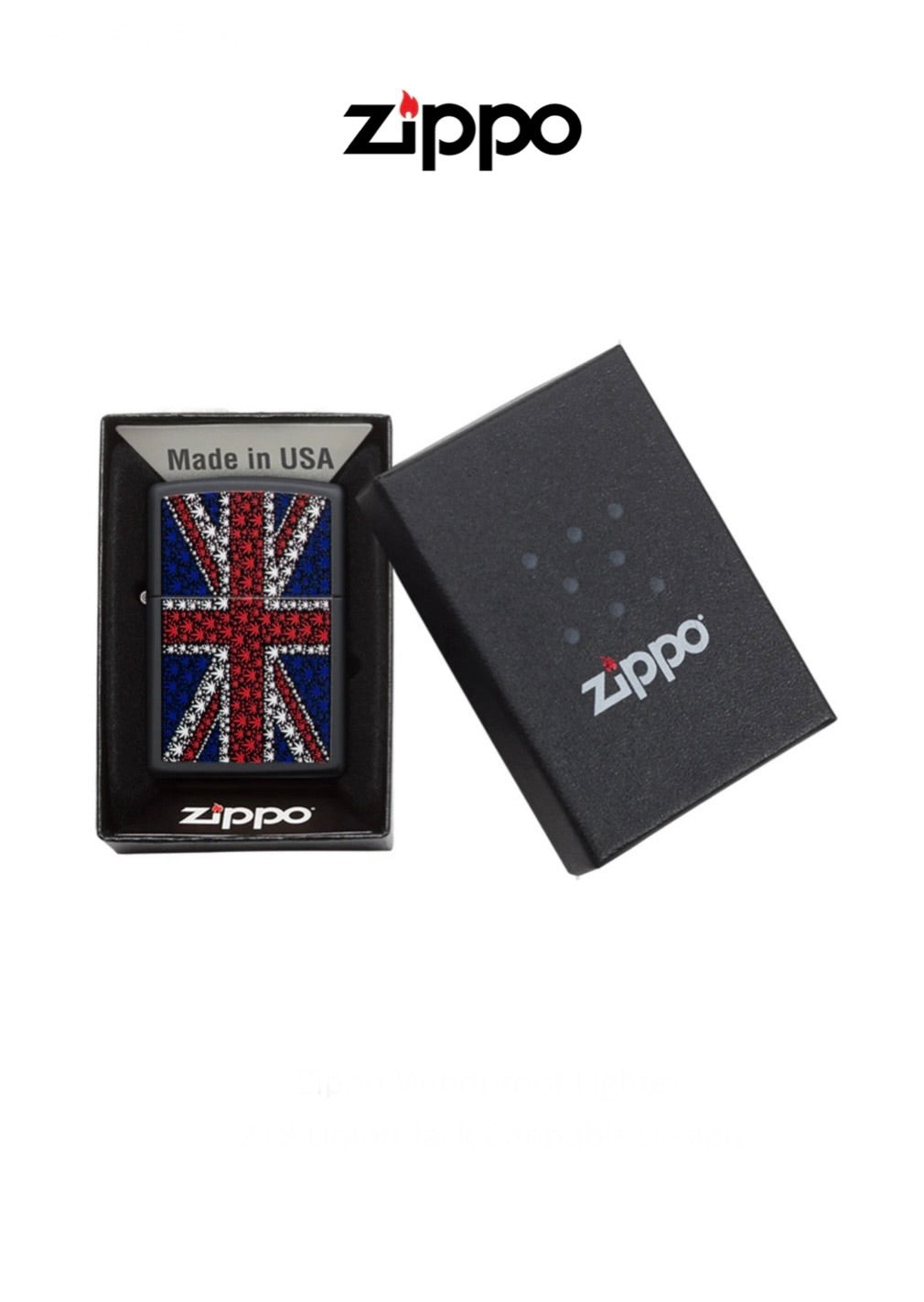 Zippo Lighter 218 Union Jack Cannabis Design Windproof Lifetime Guarantee Free Delivery