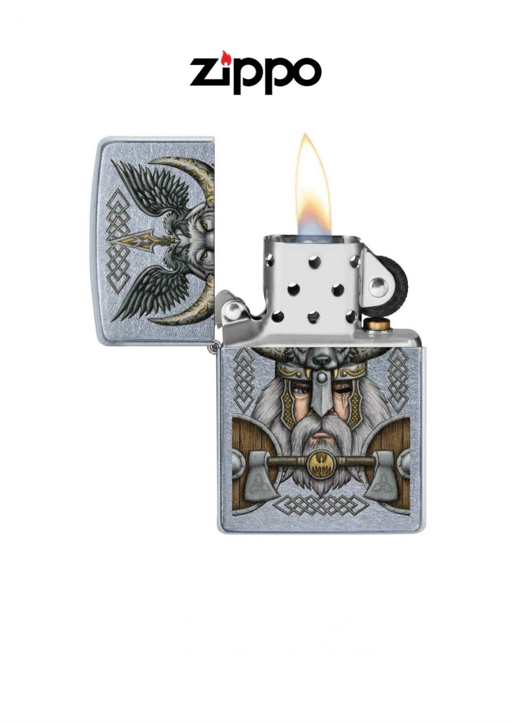 Zippo Lighter 207 Viking Odin Design Windproof Lifetime Guarantee Free Delivery
