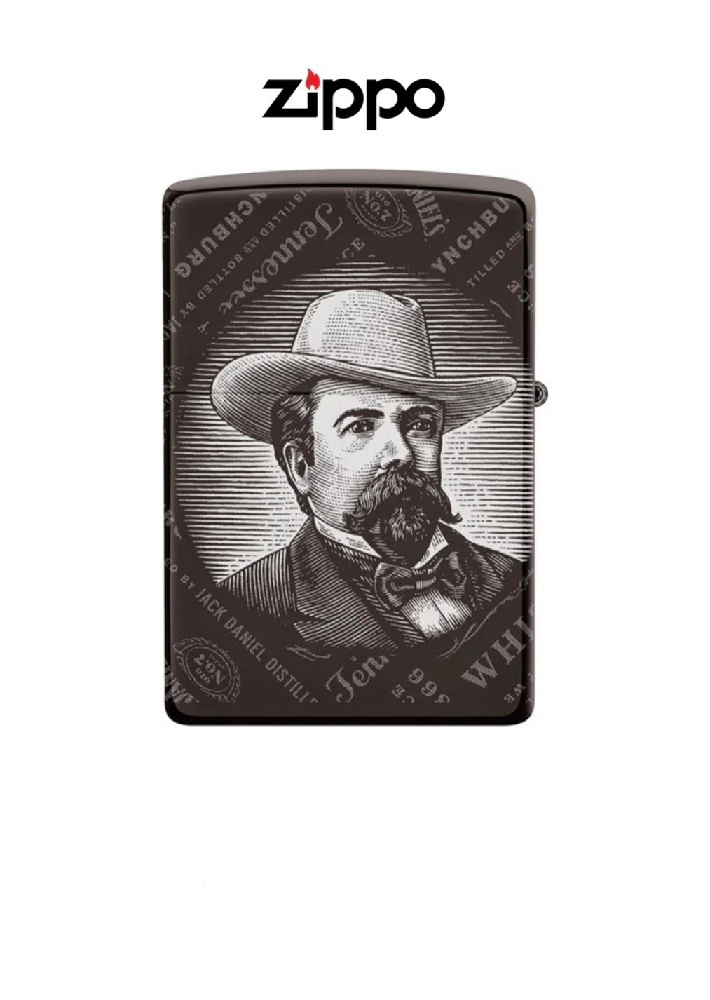 Zippo Lighter Jack Daniels Black Ice Logo And Portrait 60005879 Windproof Lifetime Guarantee Free Delivery