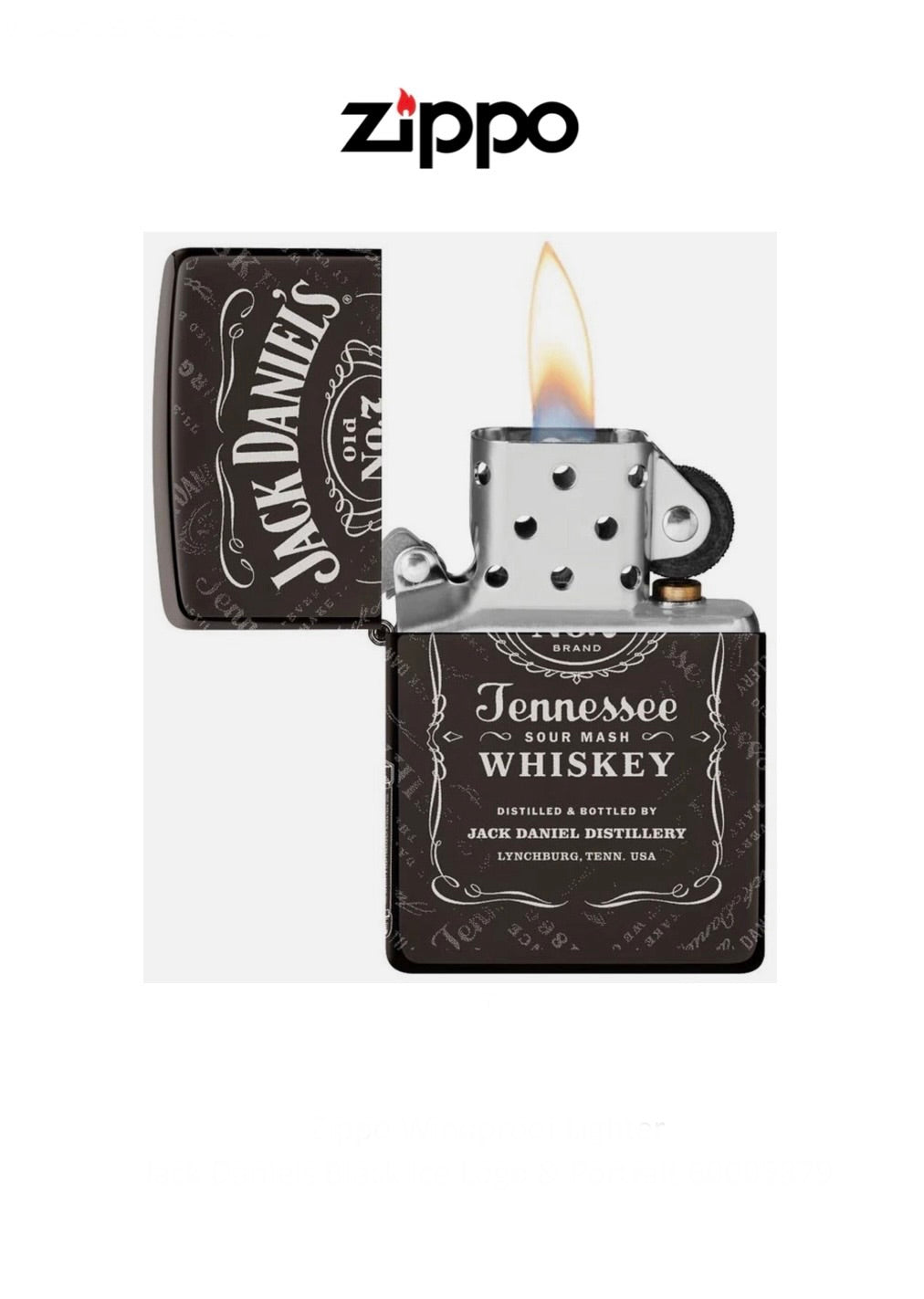 Zippo Lighter Jack Daniels Black Ice Logo And Portrait 60005879 Windproof Lifetime Guarantee Free Delivery