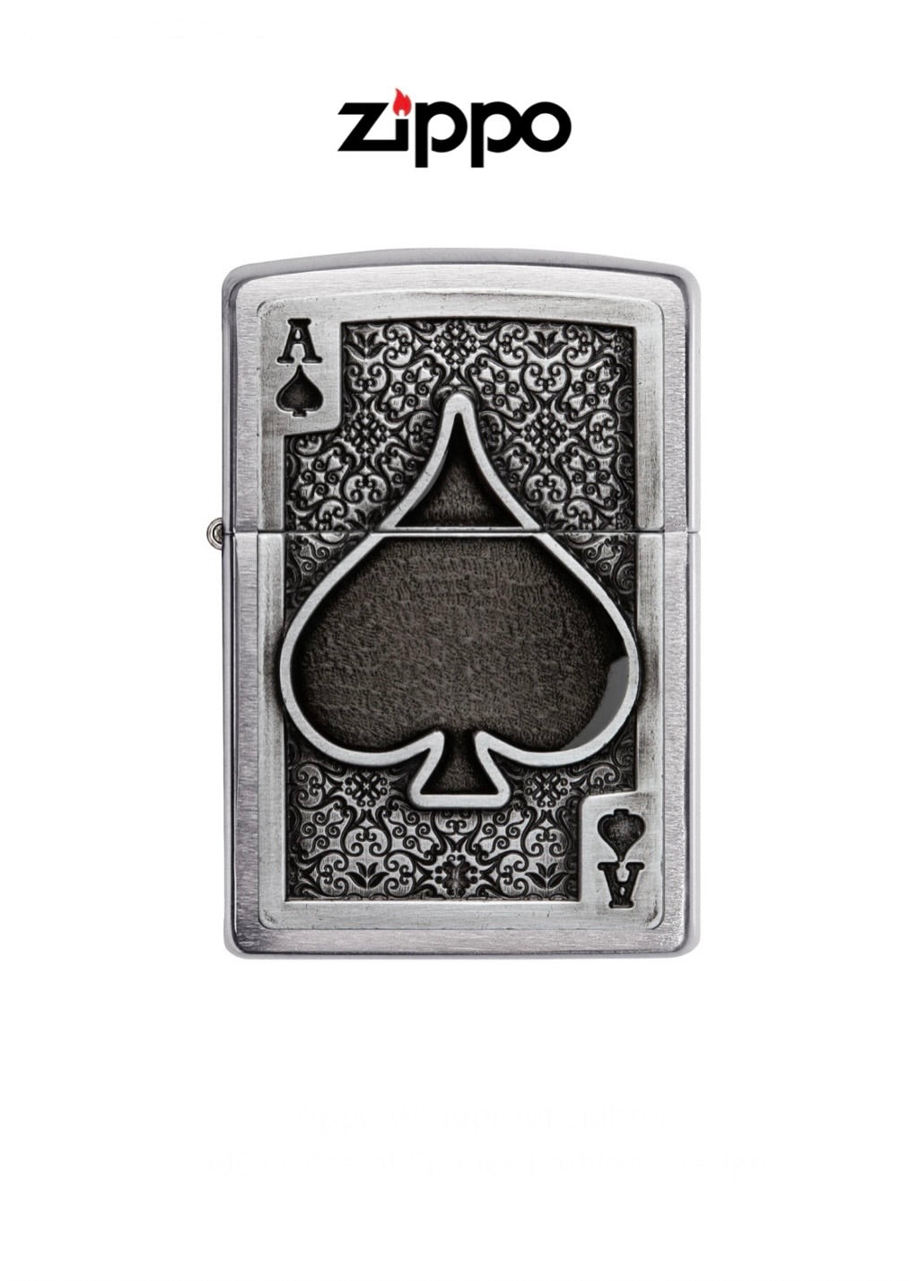 Zippo Lighter 49637 Ace of Spades Emblem Design Windproof Lifetime Guarantee Free Delivery