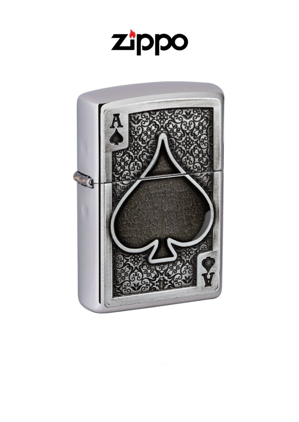 Zippo Lighter 49637 Ace of Spades Emblem Design Windproof Lifetime Guarantee Free Delivery