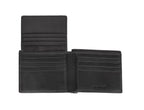Black Zippo Signature Tri-Fold Leather Wallet with multiple card slots and cash compartment, stylish and durable men's wallet.