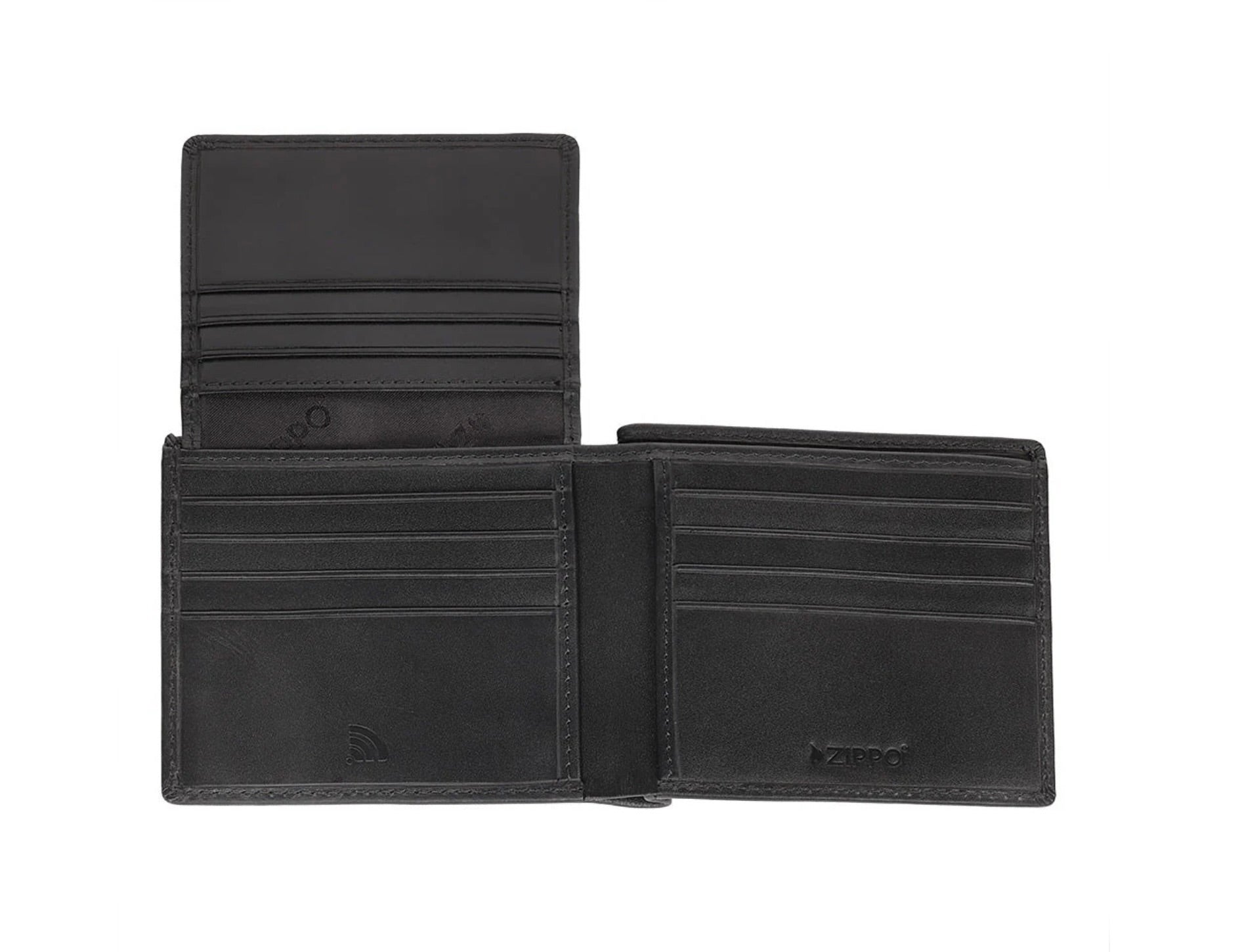 Zippo Signature Tri-Fold Leather Wallet Black 2007983 Free Delivery
