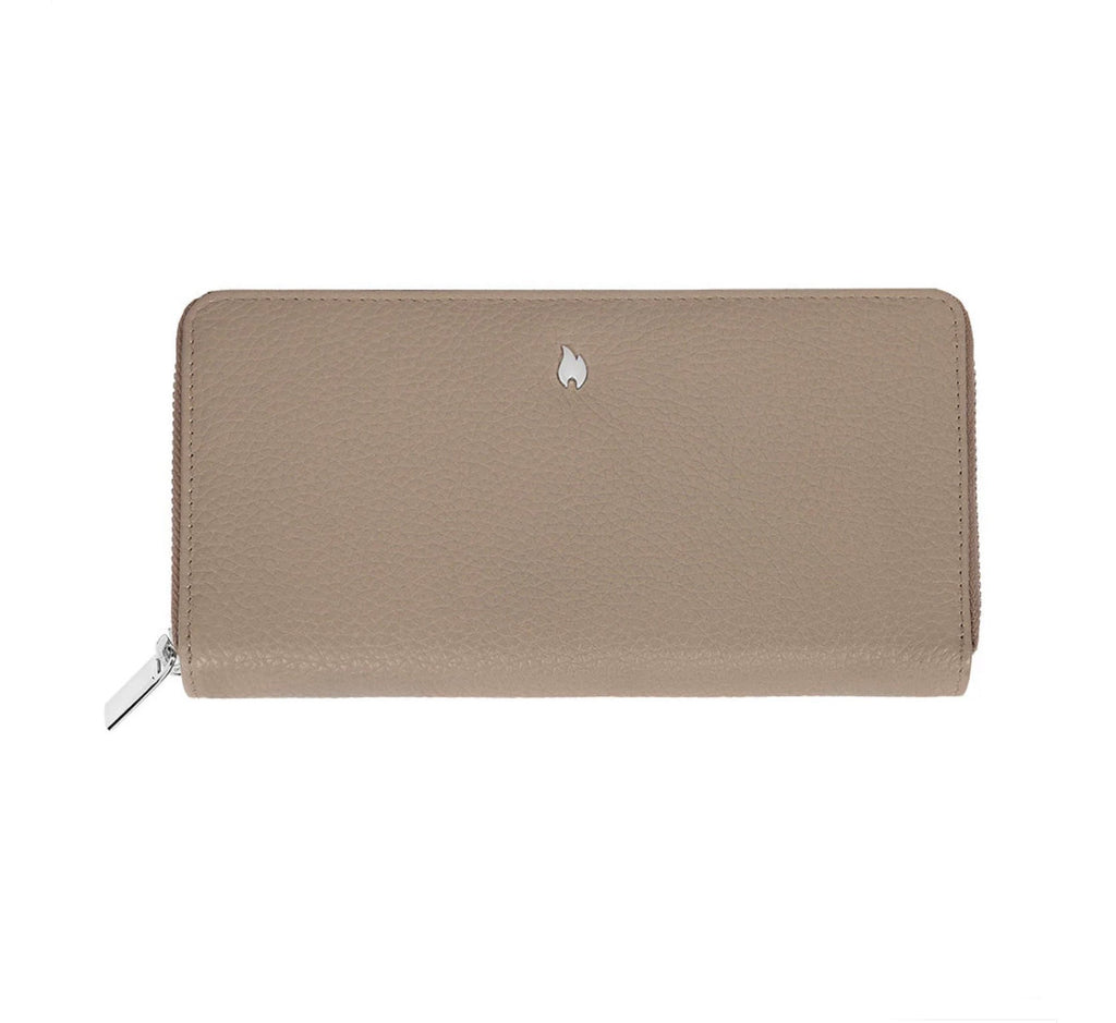 Zippo Signature Ladies Zip Around Nappa Leather Purse Wallet Taupe 2008020 Free Delivery