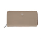 Zippo Signature Taupe Ladies Zip Around Nappa Leather Wallet with multiple card slots and sleek design.