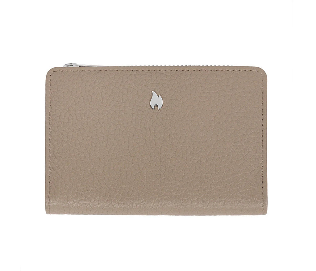 Zippo Signature Nappa Leather Wallet Purse Medium Taupe Ladies 2008022 Free Delivery