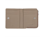 Zippo Signature Nappa leather wallet purse in medium taupe, featuring a slim design and multiple card slots for ladies.