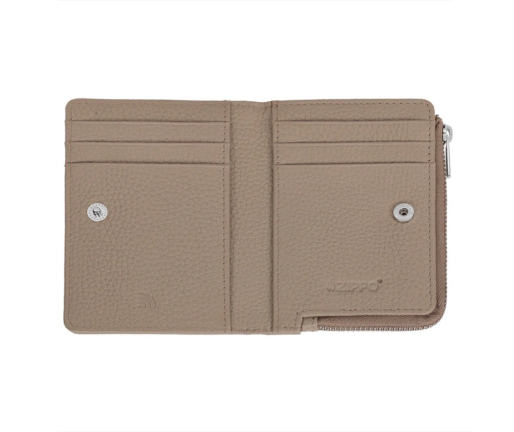 Zippo Signature Nappa Leather Wallet Purse Medium Taupe Ladies 2008022 Free Delivery