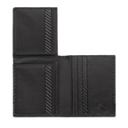 Black Zippo Carbon Range tri-fold leather wallet with multiple card slots and cash compartment, compact and stylish for everyday use.