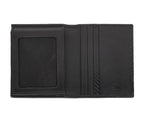 Black Zippo Carbon Range tri-fold leather wallet with multiple card slots and cash compartment, shown open.