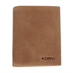 Brown Zippo vintage leather credit card wallet with space for 14 cards, featuring a sleek, compact design.