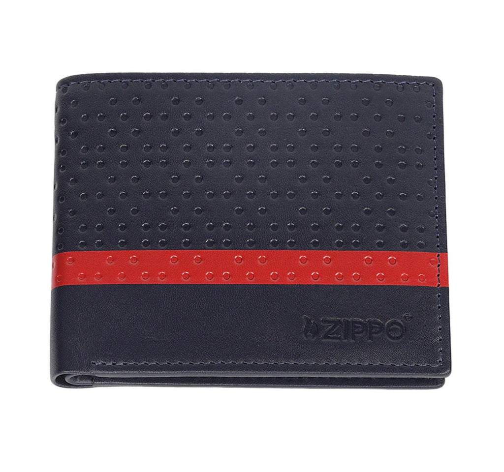 Zippo Bi-Fold Wallet 8 Card Leather Navy Blue 2008014 Free Delivery