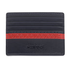 Leather navy blue Zippo credit card case with 9 card slots, slim design, compact wallet for cards and essentials.