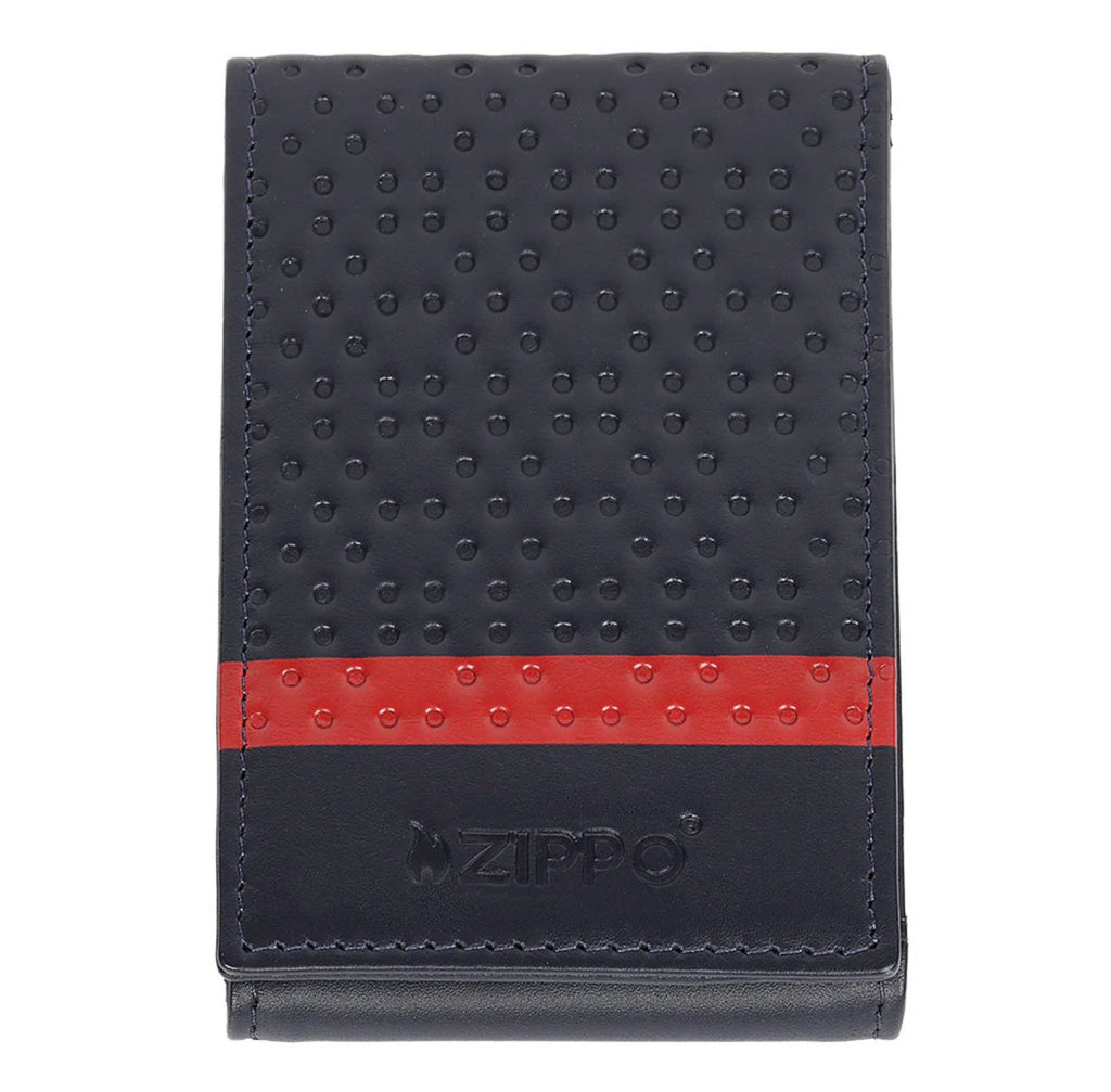 Zippo Credit Card Case Foldable 10 Cards Slots Leather Navy Blue 2008016 Free Delivery