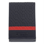 Zippo navy blue leather credit card case with foldable design and 10 card slots, compact wallet for easy organization.