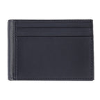 Navy blue Zippo leather credit card wallet with foldable design, holding 10 cards, shown open with multiple card slots.