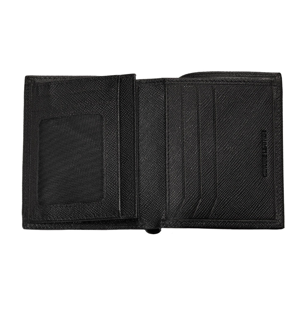 Zippo Saffiano Tri-Fold Wallet 10 Cards Slots Leather Black 2007073 Free Delivery