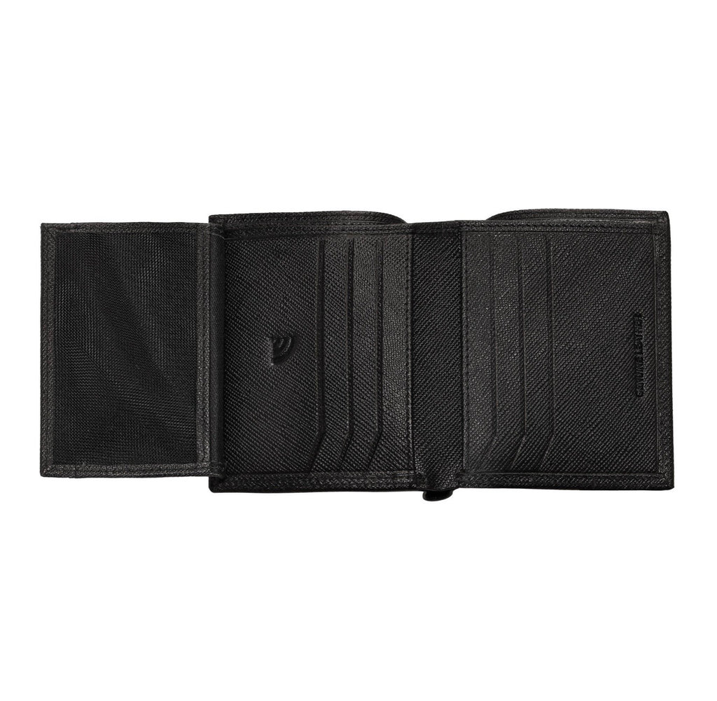 Zippo Saffiano Tri-Fold Wallet 10 Cards Slots Leather Black 2007073 Free Delivery