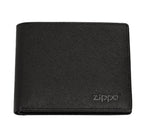 Black Zippo Saffiano leather credit card wallet with multiple card slots and sleek design, perfect for organized everyday use.