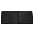 Black Zippo Saffiano leather credit card wallet with multiple card slots and sleek design, shown in close-up.