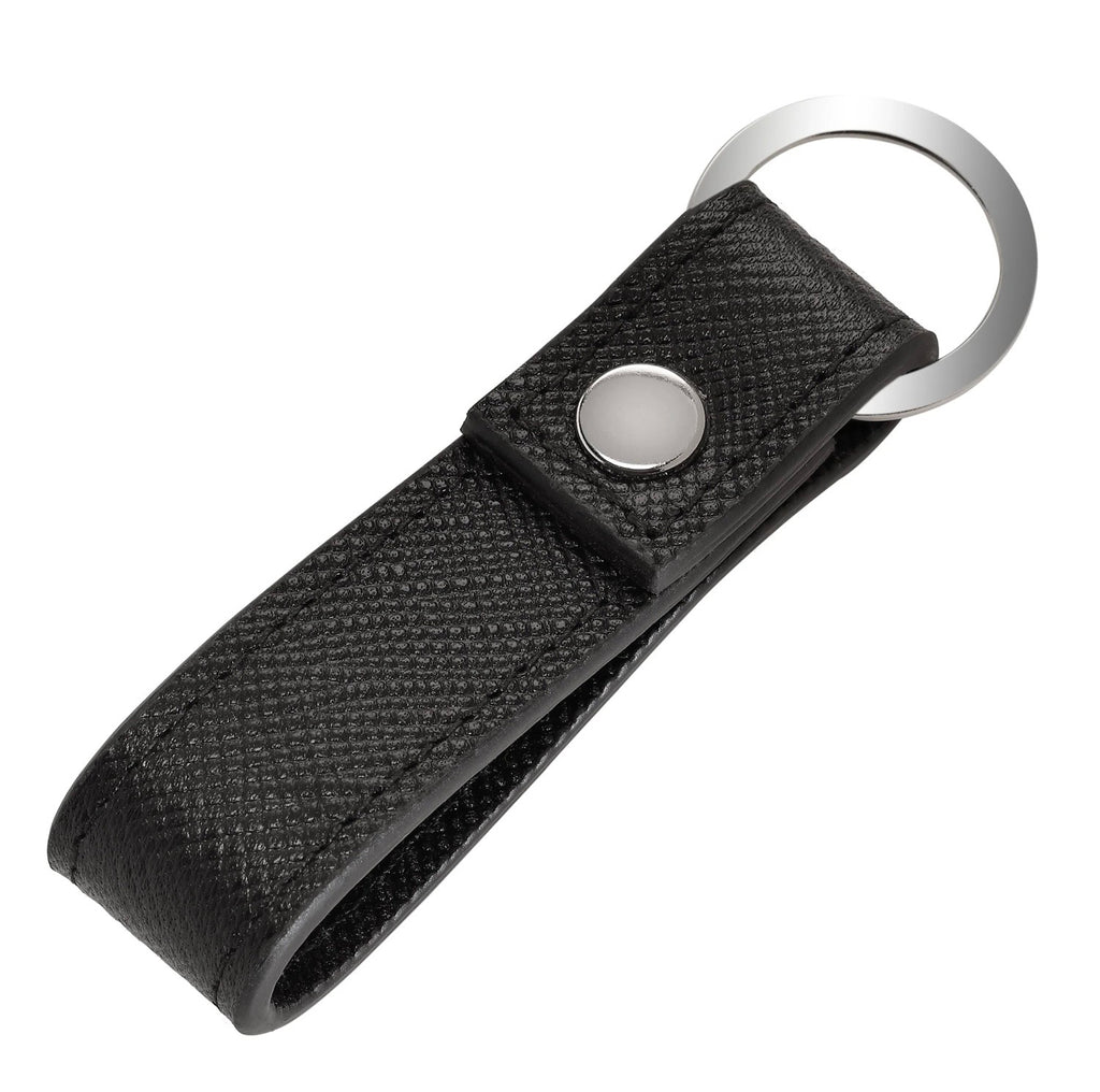 Zippo Saffiano Black Leather Keyring 2007082 Free Delivery