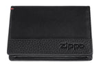 Black Zippo leather business card wallet with Nappa leather finish, compact design for holding credit cards and business cards.