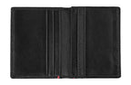 Black Zippo business card wallet made of Nappa leather, featuring a sleek, compact design for holding cards.