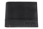 Black Zippo credit card wallet made from Nappa leather with multiple card slots and sleek design.