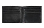 Black Zippo credit card wallet made of Nappa leather, compact design with multiple card slots and sleek finish.