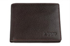 Brown Zippo credit card wallet made of Nappa leather with multiple card slots, compact and sleek design.