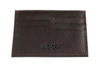 Brown leather Zippo credit card holder wallet with sleek design and multiple card slots, compact and stylish.