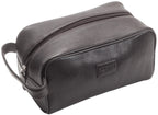 Zippo Mocha Brown leather toiletry bag with zipper closure and compact design, ideal for travel and grooming essentials.