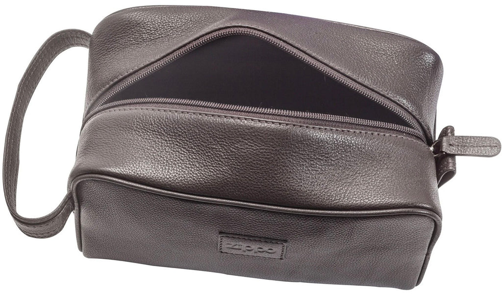 Zippo Toiletry Bag Mocha Brown Leather 2005417 Free Delivery