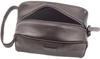 Zippo Mocha Brown leather toiletry bag with zipper closure and compact design, ideal for travel and grooming essentials.