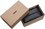 Zippo mocha brown leather toiletry bag with zipper closure, compact and stylish for travel storage.